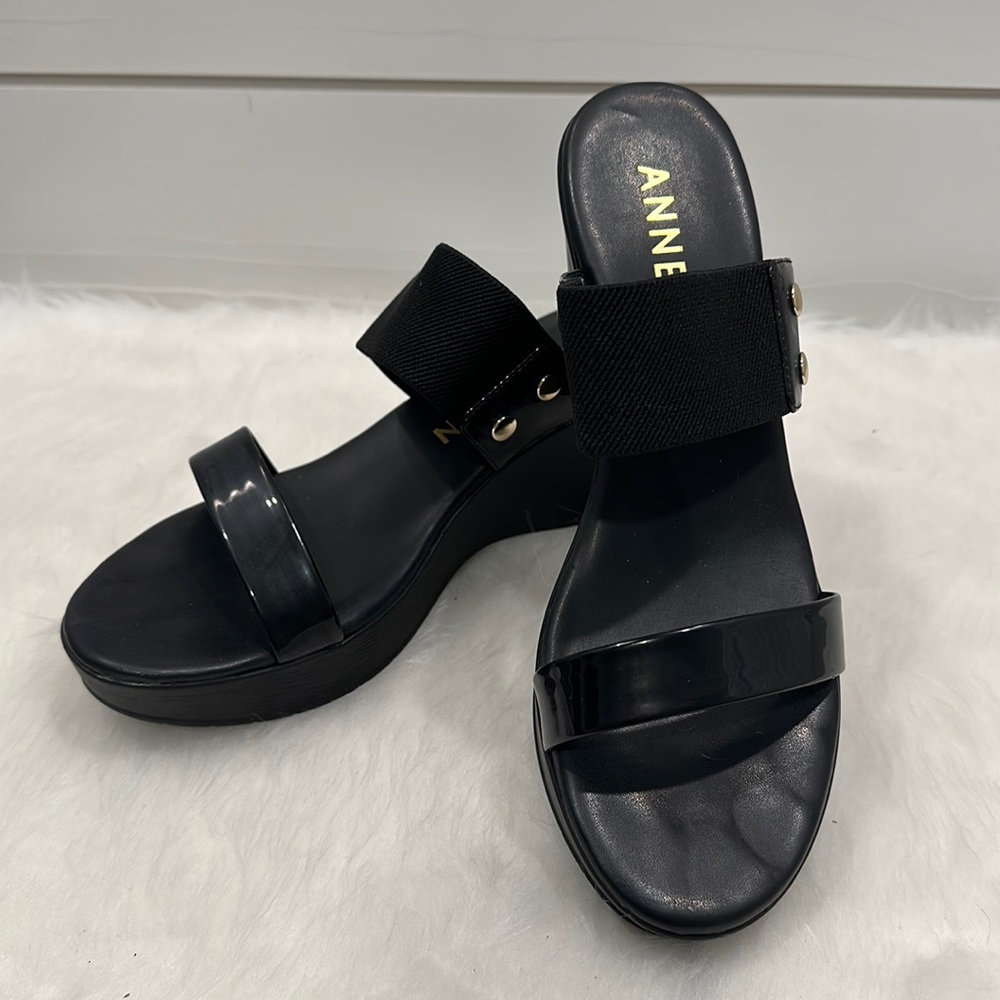 Anne Klein Black Wedge Sandals